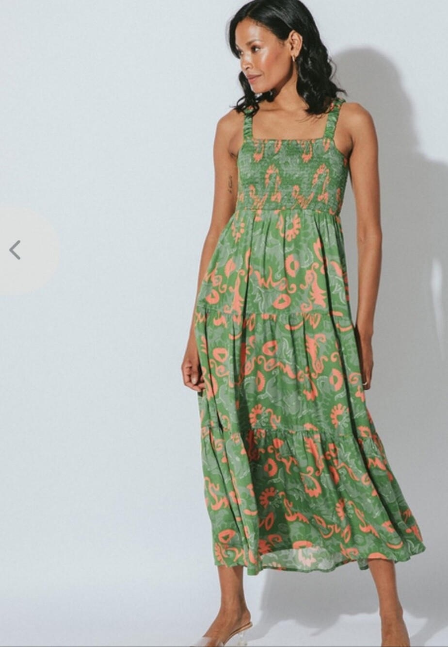 Cleobella Green and Coral Printed Maxi Dress